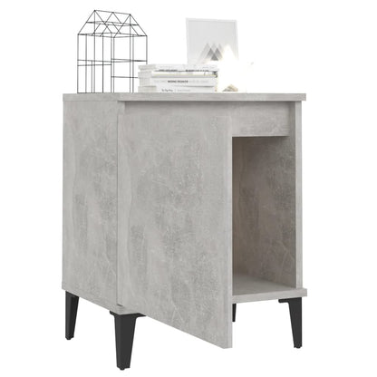 Concrete Grey Bed Cabinets with Metal Legs - 40x30x50 cm