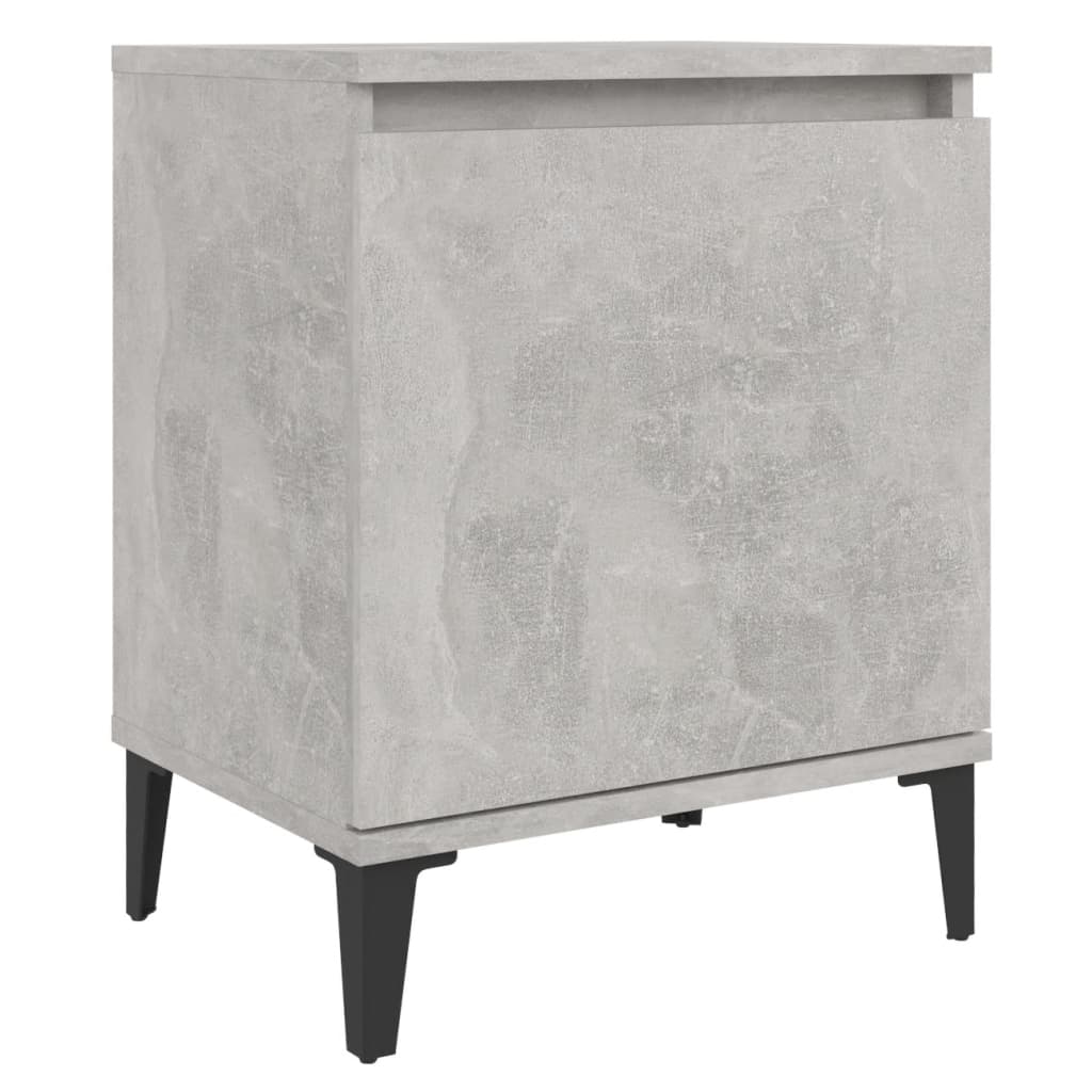 Concrete Grey Bed Cabinets with Metal Legs - 40x30x50 cm