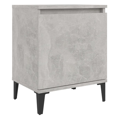Concrete Grey Bed Cabinets with Metal Legs - 40x30x50 cm