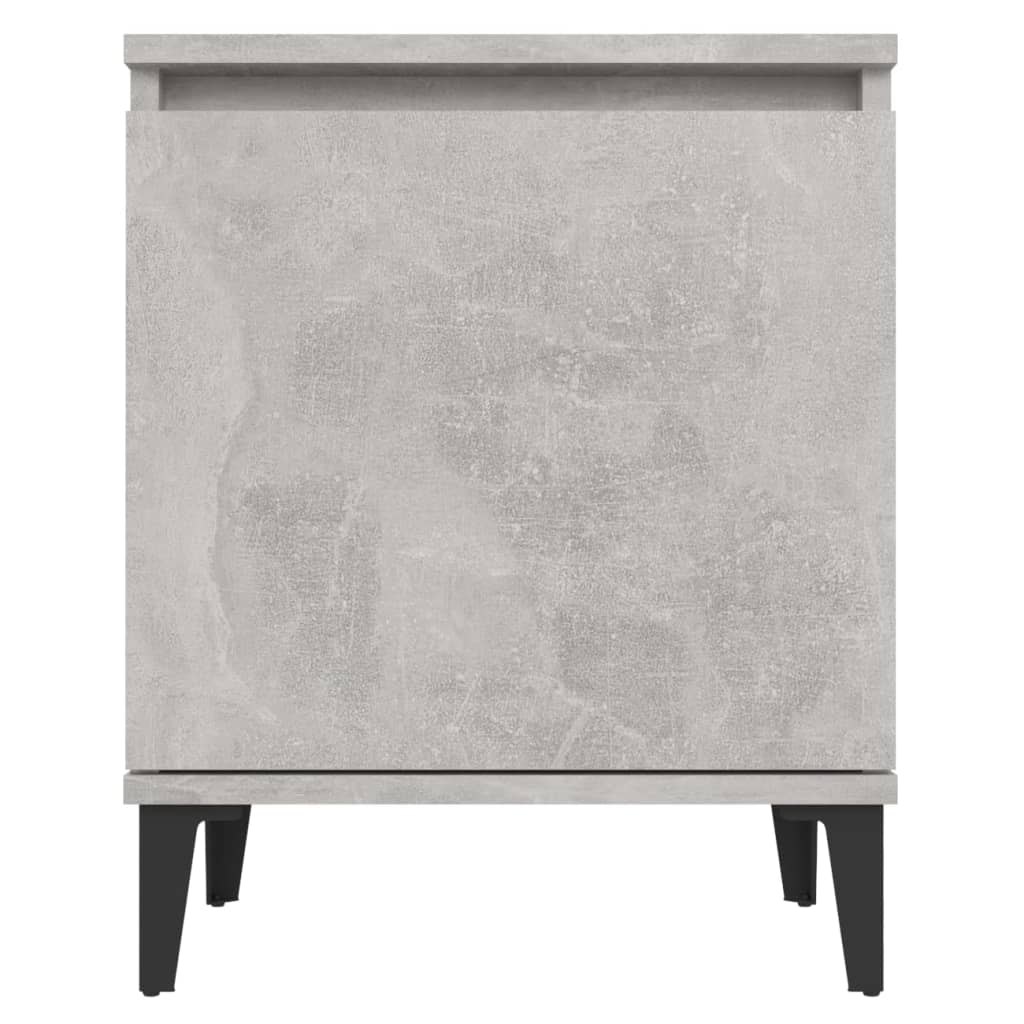 Concrete Grey Bed Cabinets with Metal Legs - 40x30x50 cm