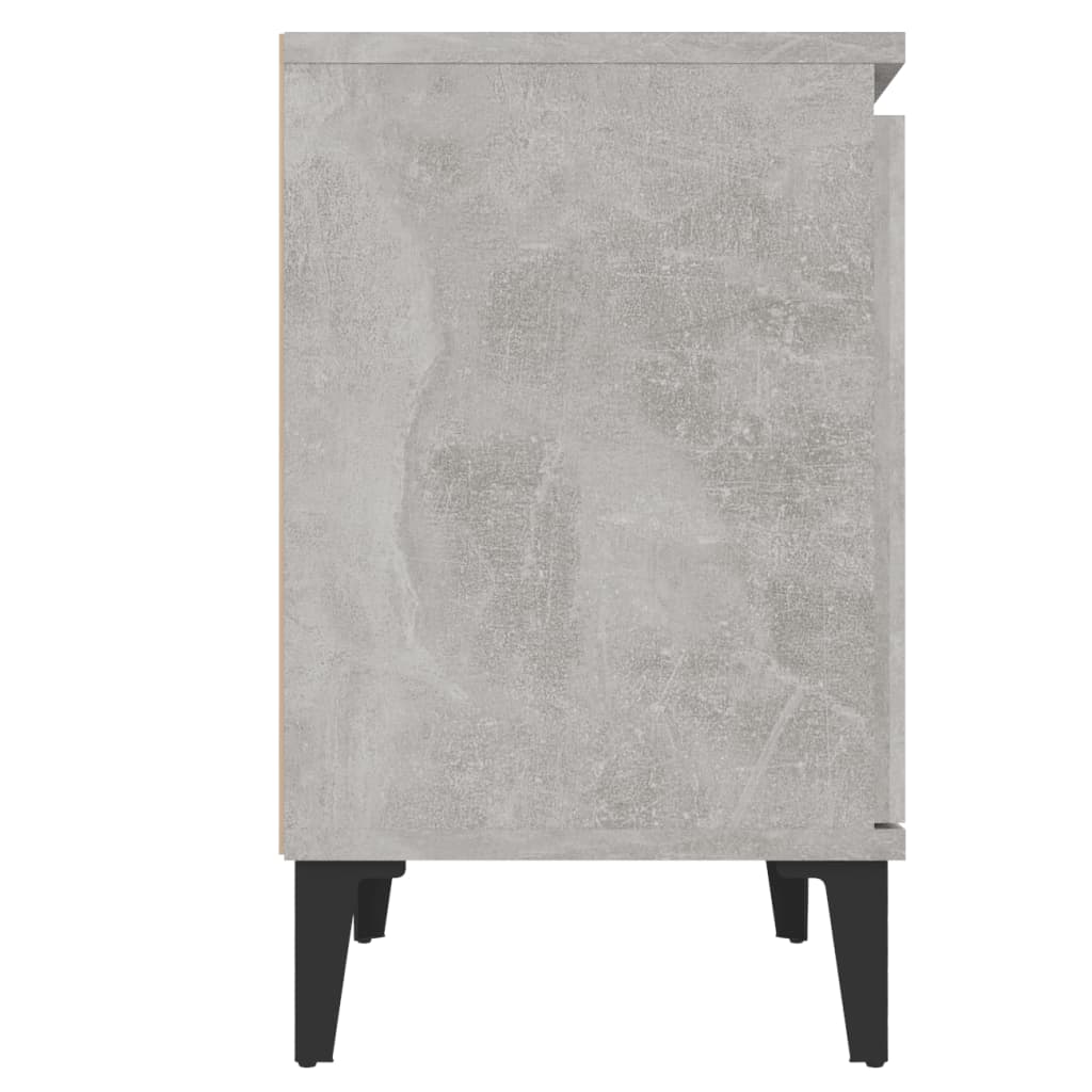 Concrete Grey Bed Cabinets with Metal Legs - 40x30x50 cm