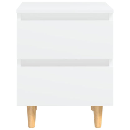 White Bed Cabinets with Solid Pinewood Legs, Set of 2 - 40x35x50 cm