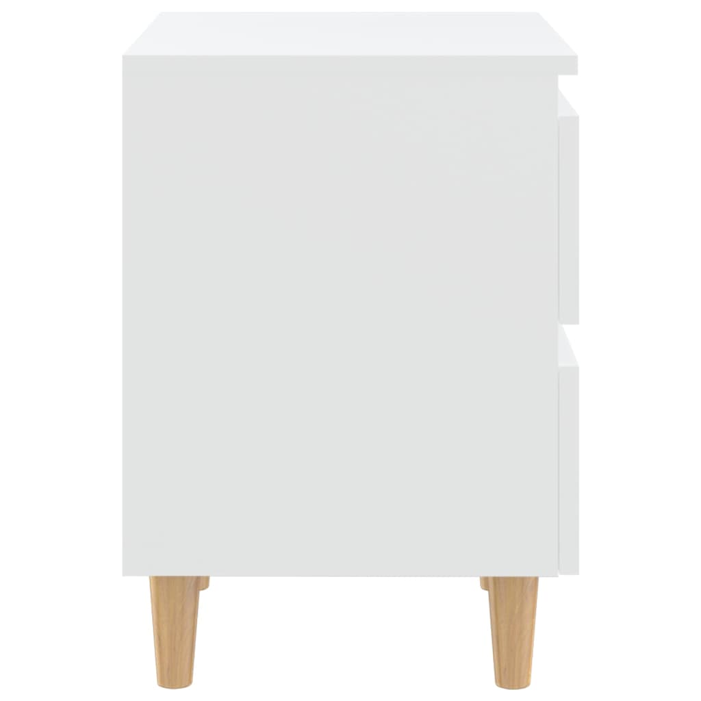 White Bed Cabinets with Solid Pinewood Legs, Set of 2 - 40x35x50 cm