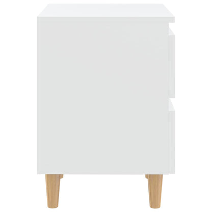 White Bed Cabinets with Solid Pinewood Legs, Set of 2 - 40x35x50 cm