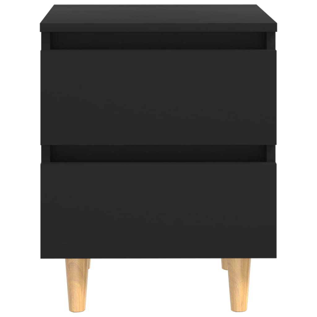 Black Bed Cabinet with Solid Pinewood Legs - 40x35x50 cm