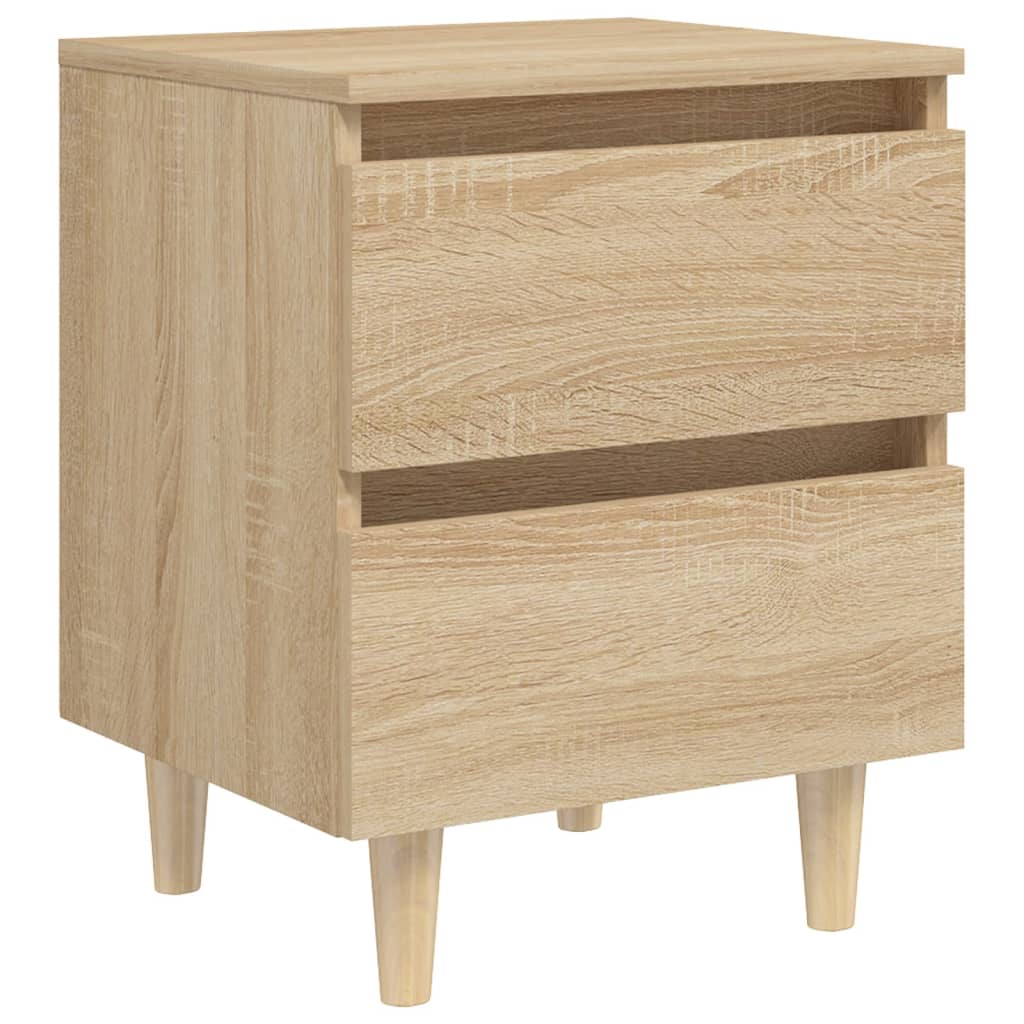 Sonoma Oak Bed Cabinets with Solid Pinewood Legs, 2 Pcs, 40x35x50 cm