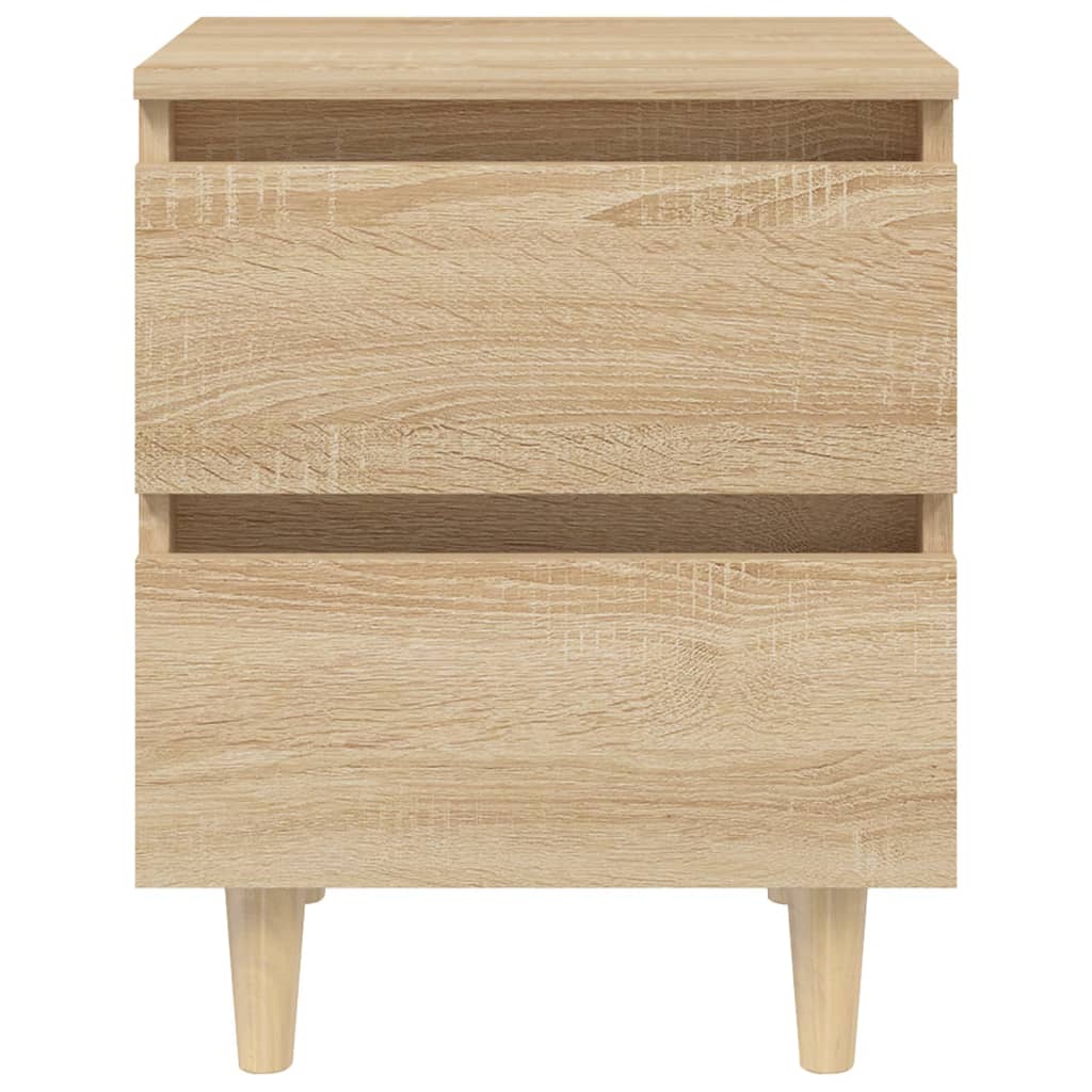 Sonoma Oak Bed Cabinets with Solid Pinewood Legs, 2 Pcs, 40x35x50 cm