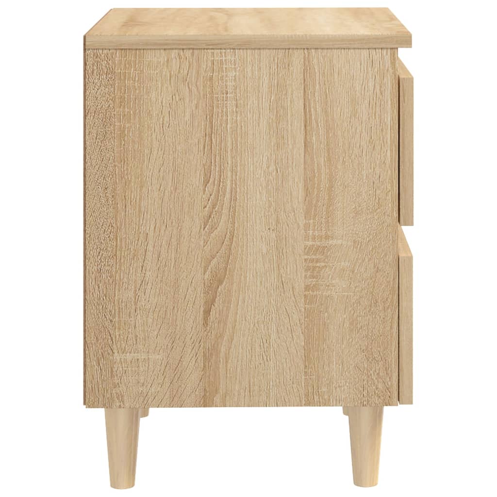 Sonoma Oak Bed Cabinets with Solid Pinewood Legs, 2 Pcs, 40x35x50 cm