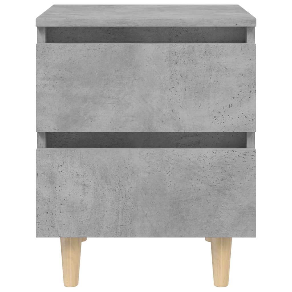 Concrete Grey Bed Cabinet with Solid Pine Legs, 40x35x50 cm