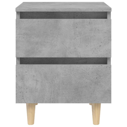 Concrete Grey Bed Cabinet with Solid Pine Legs, 40x35x50 cm