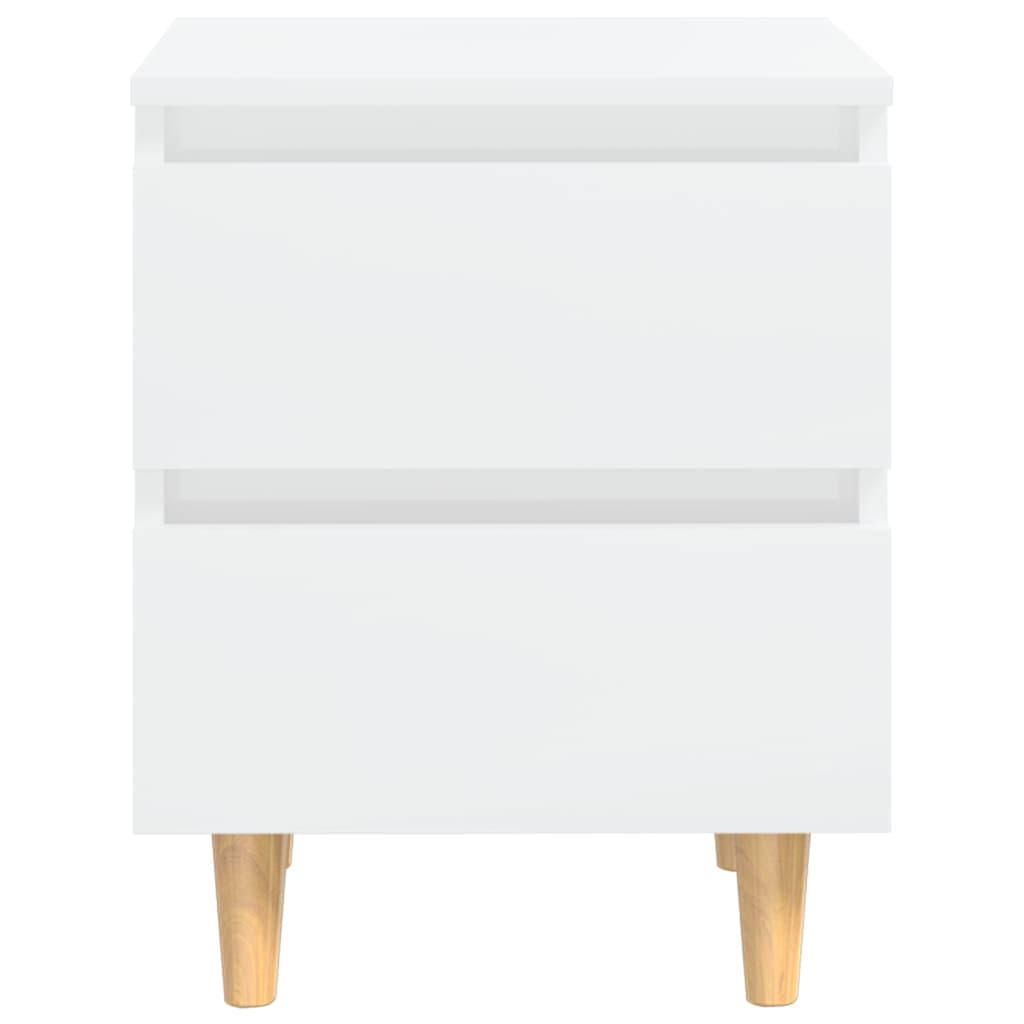 High Gloss White Bed Cabinets, Pinewood Legs, 2pcs, 40x35x50cm