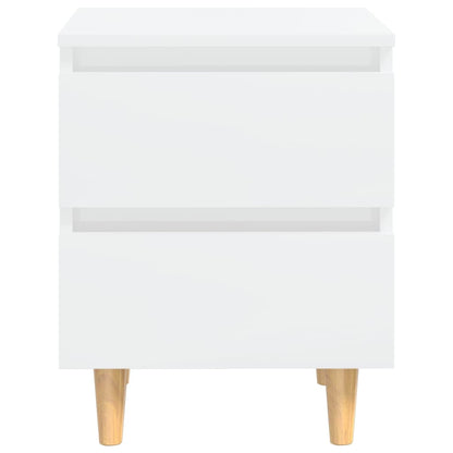 High Gloss White Bed Cabinets, Pinewood Legs, 2pcs, 40x35x50cm