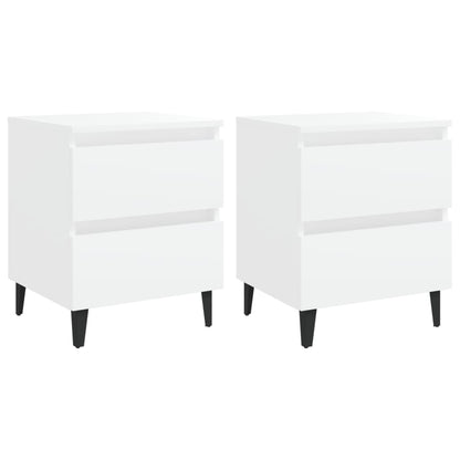 White Engineered Wood Bed Cabinets, Set of 2, 40x35x50 cm