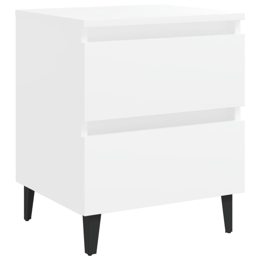 White Engineered Wood Bed Cabinets, Set of 2, 40x35x50 cm