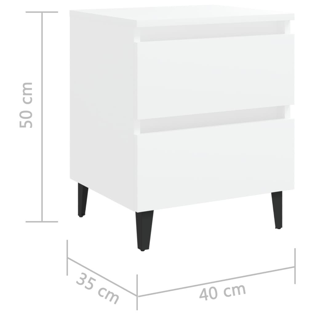 White Engineered Wood Bed Cabinets, Set of 2, 40x35x50 cm
