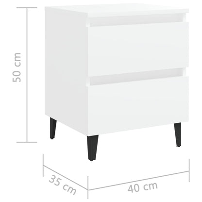White Engineered Wood Bed Cabinets, Set of 2, 40x35x50 cm