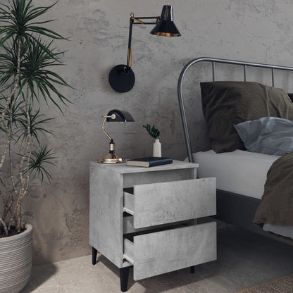 Concrete Grey Bed Cabinet, 40x35x50 cm, Engineered Wood.