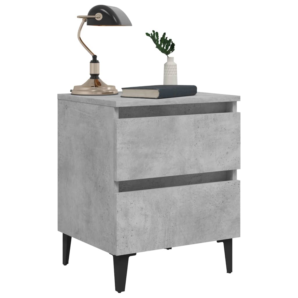 Concrete Grey Bed Cabinet, 40x35x50 cm, Engineered Wood.