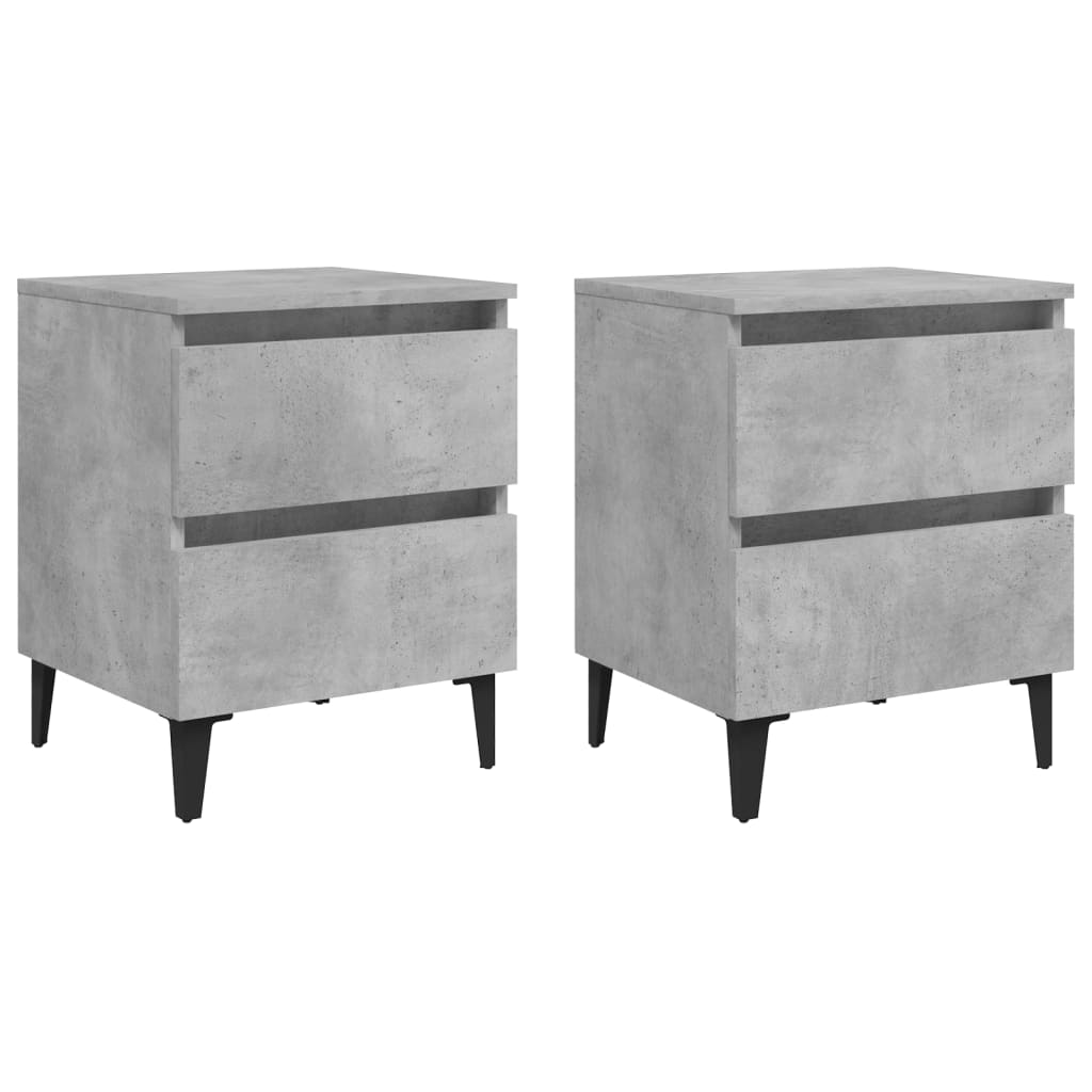 Concrete Grey Bed Cabinets 2-Piece Set, Engineered Wood, 40x35x50 cm