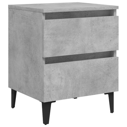 Concrete Grey Bed Cabinets 2-Piece Set, Engineered Wood, 40x35x50 cm