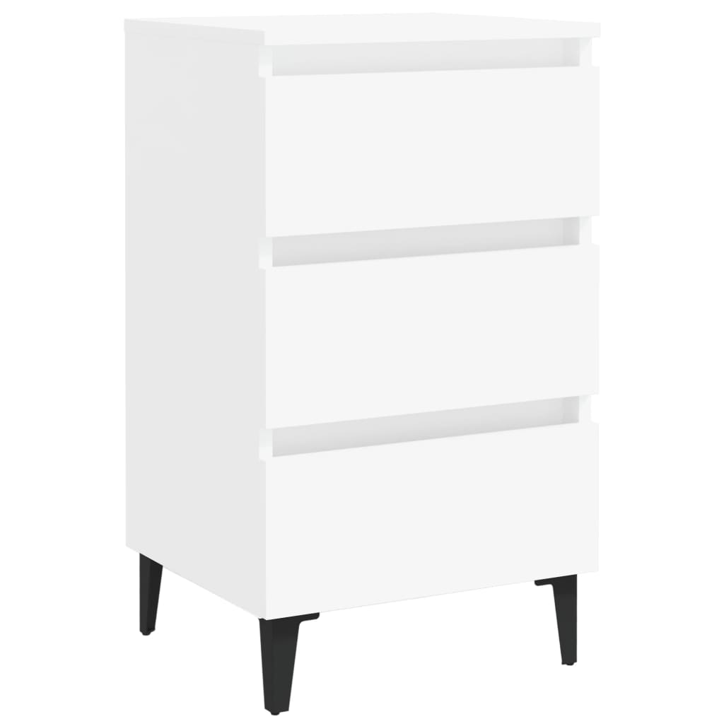 White Bed Cabinet with Metal Legs - 40x35x69 cm Modern Design