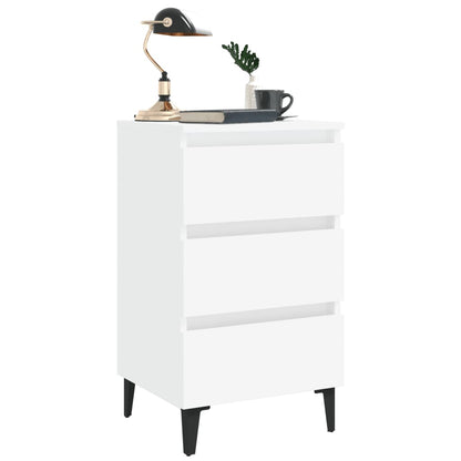 White Bed Cabinet with Metal Legs - 40x35x69 cm Modern Design