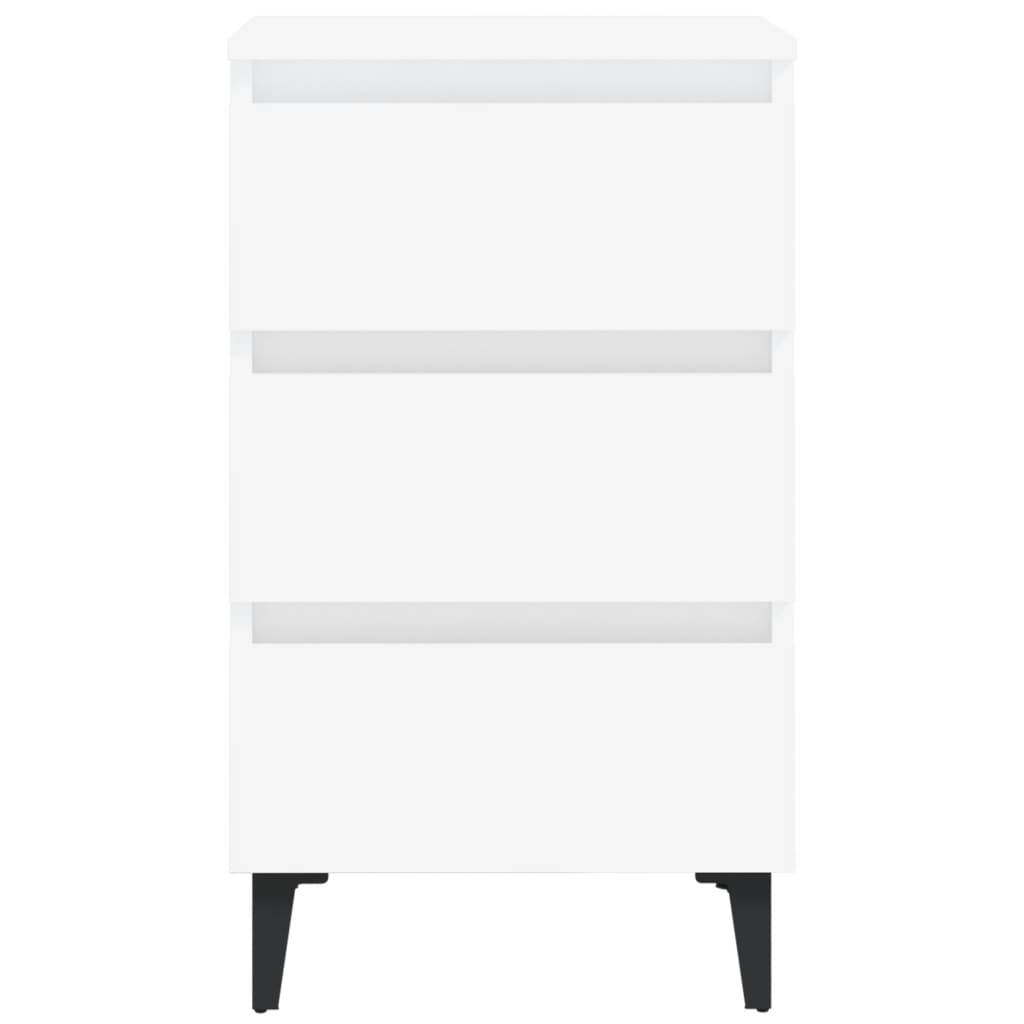 White Bed Cabinet with Metal Legs - 40x35x69 cm Modern Design