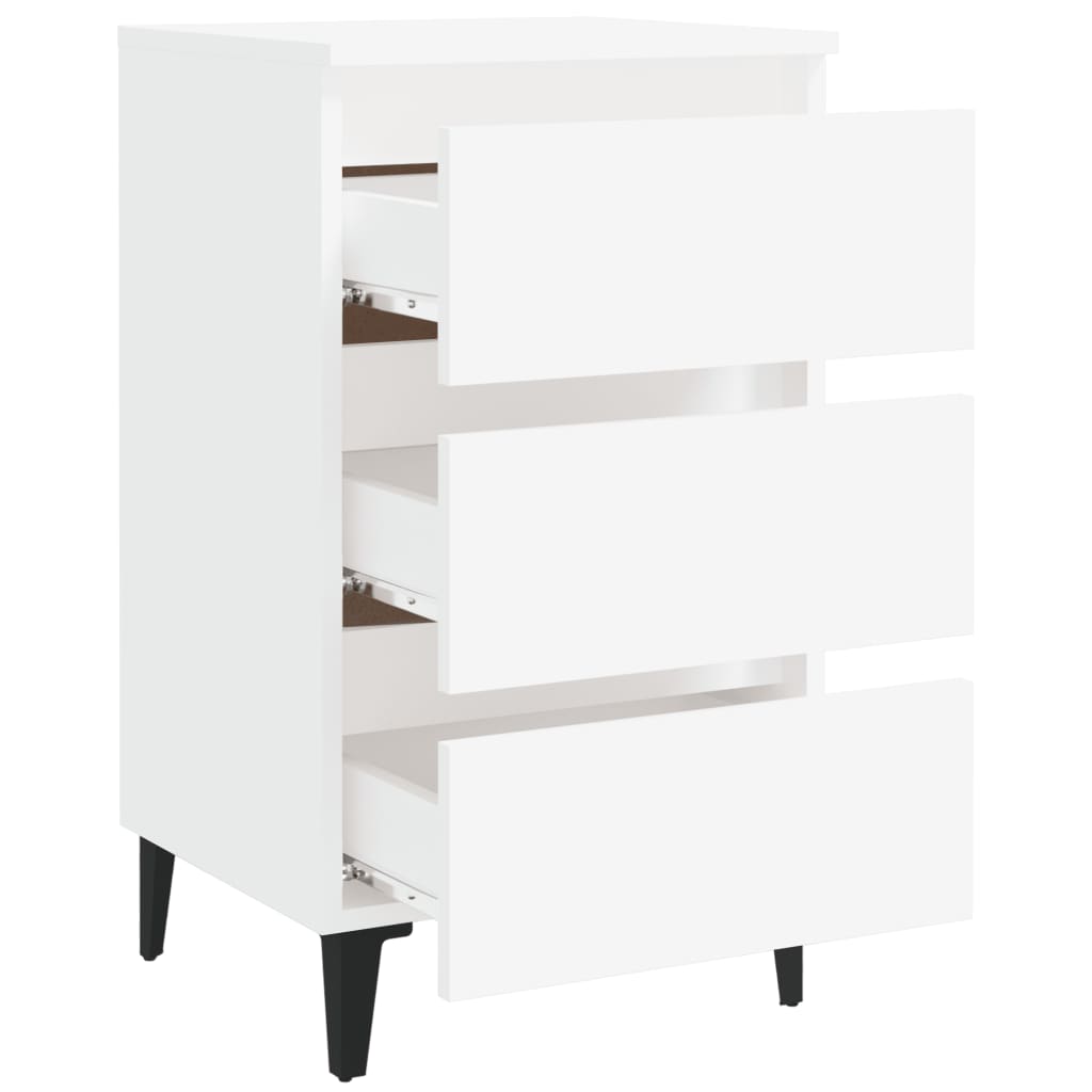 White Bed Cabinet with Metal Legs - 40x35x69 cm Modern Design
