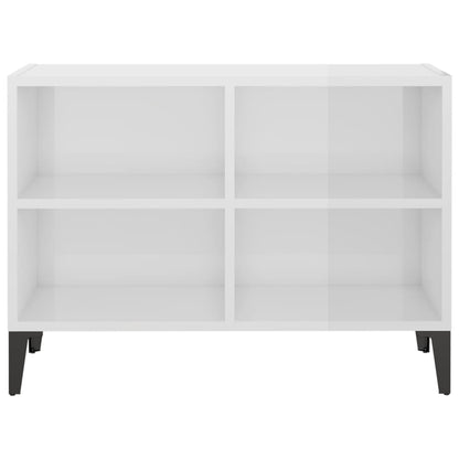 TV Cabinet with Metal Legs High Gloss White 69.5x30x50 cm