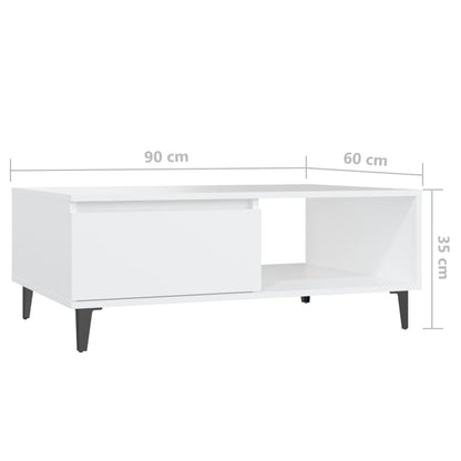 Coffee Table White 90x60x35 cm Engineered Wood