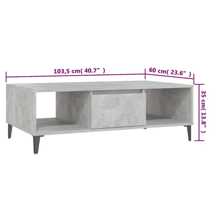 Coffee Table Concrete Grey 103.5x60x35 cm Engineered Wood