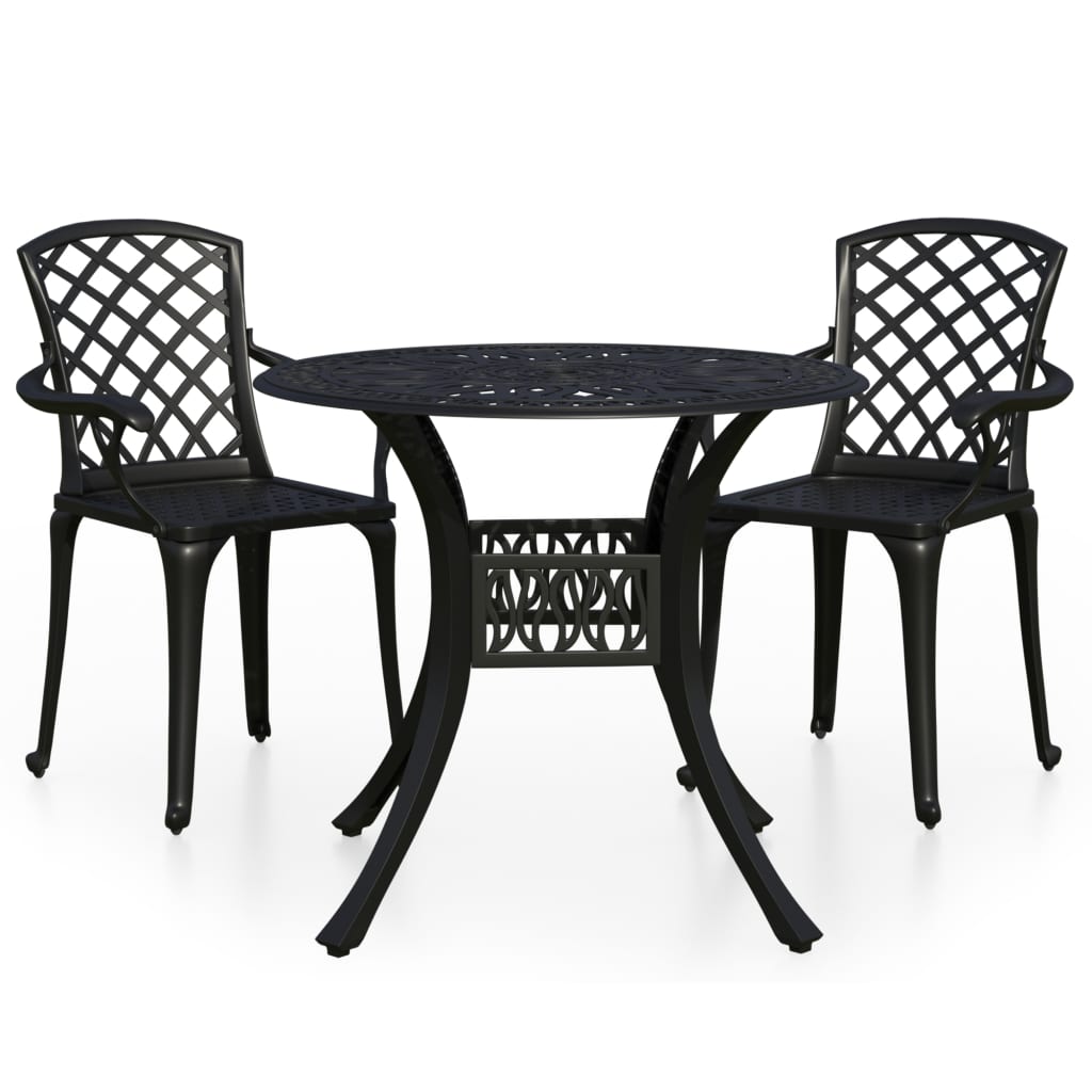 3 Piece Bistro Set Cast Aluminium Black