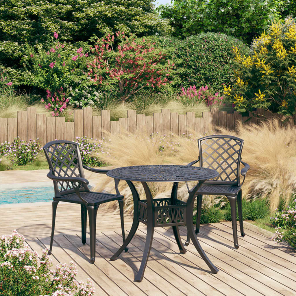 3 Piece Bistro Set Cast Aluminium Black