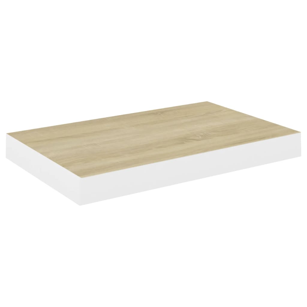 Oak & White MDF Floating Wall Shelves Set of 4 - 40x23 cm