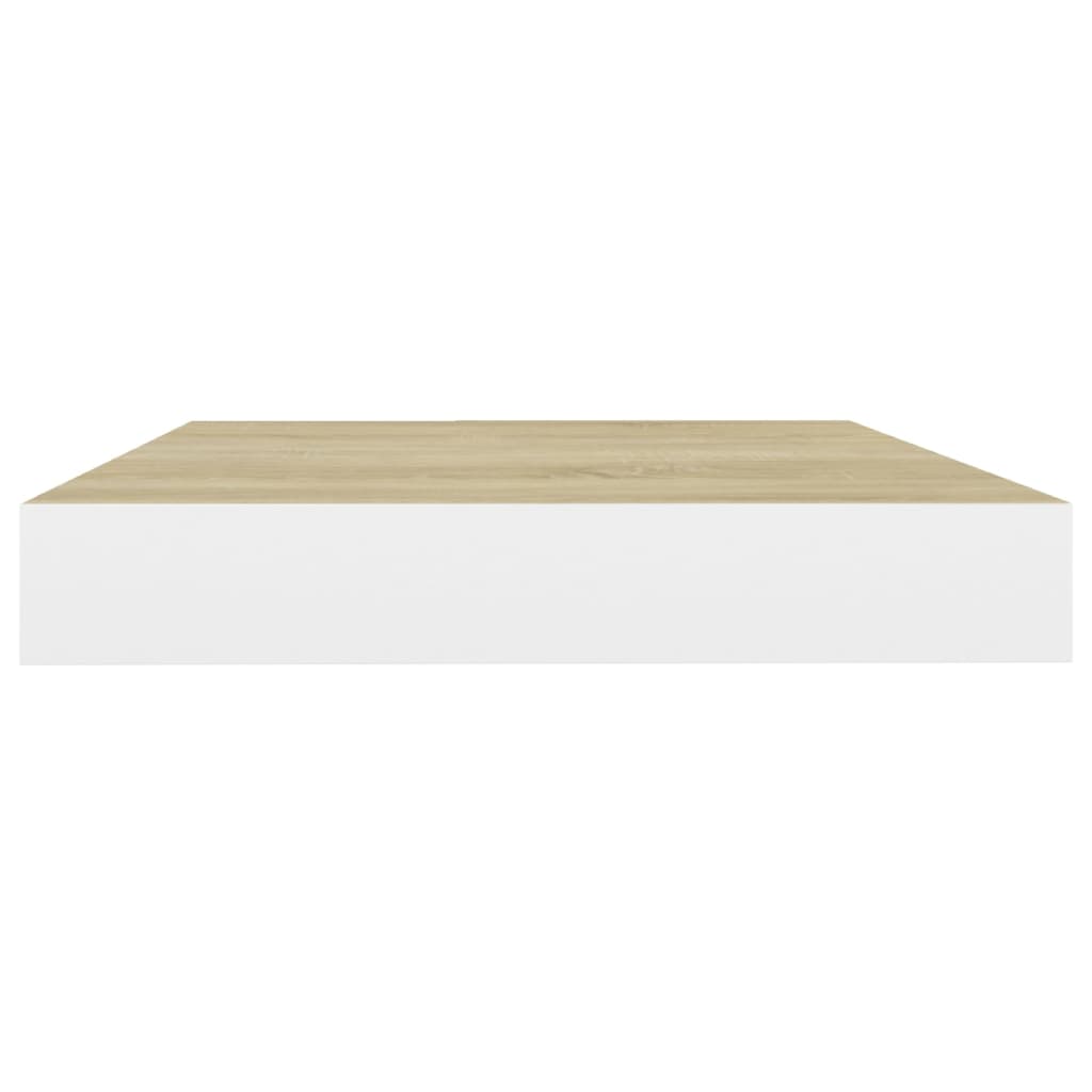 Oak & White MDF Floating Wall Shelves Set of 4 - 40x23 cm