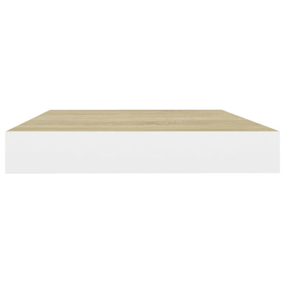 Oak & White MDF Floating Wall Shelves Set of 4 - 40x23 cm