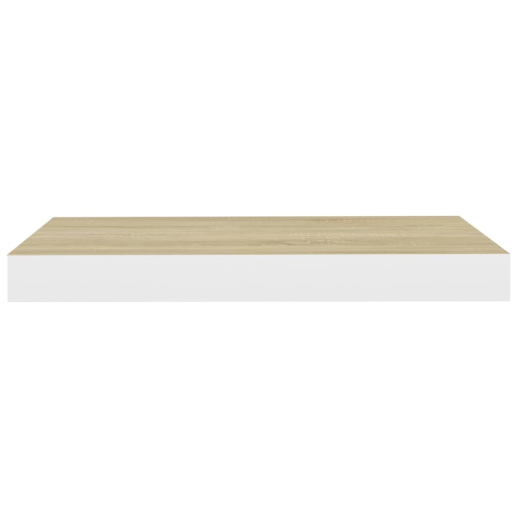 Oak & White MDF Floating Wall Shelves Set of 4 - 40x23 cm