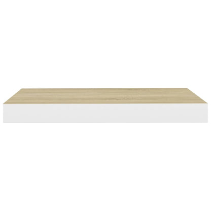 Oak & White MDF Floating Wall Shelves Set of 4 - 40x23 cm