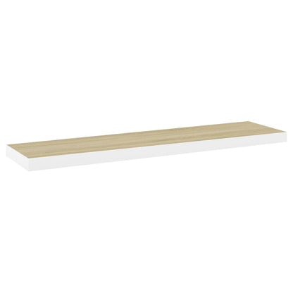 Oak & White Floating Wall Shelves 2pcs - 120x23.5x3.8 cm MDF