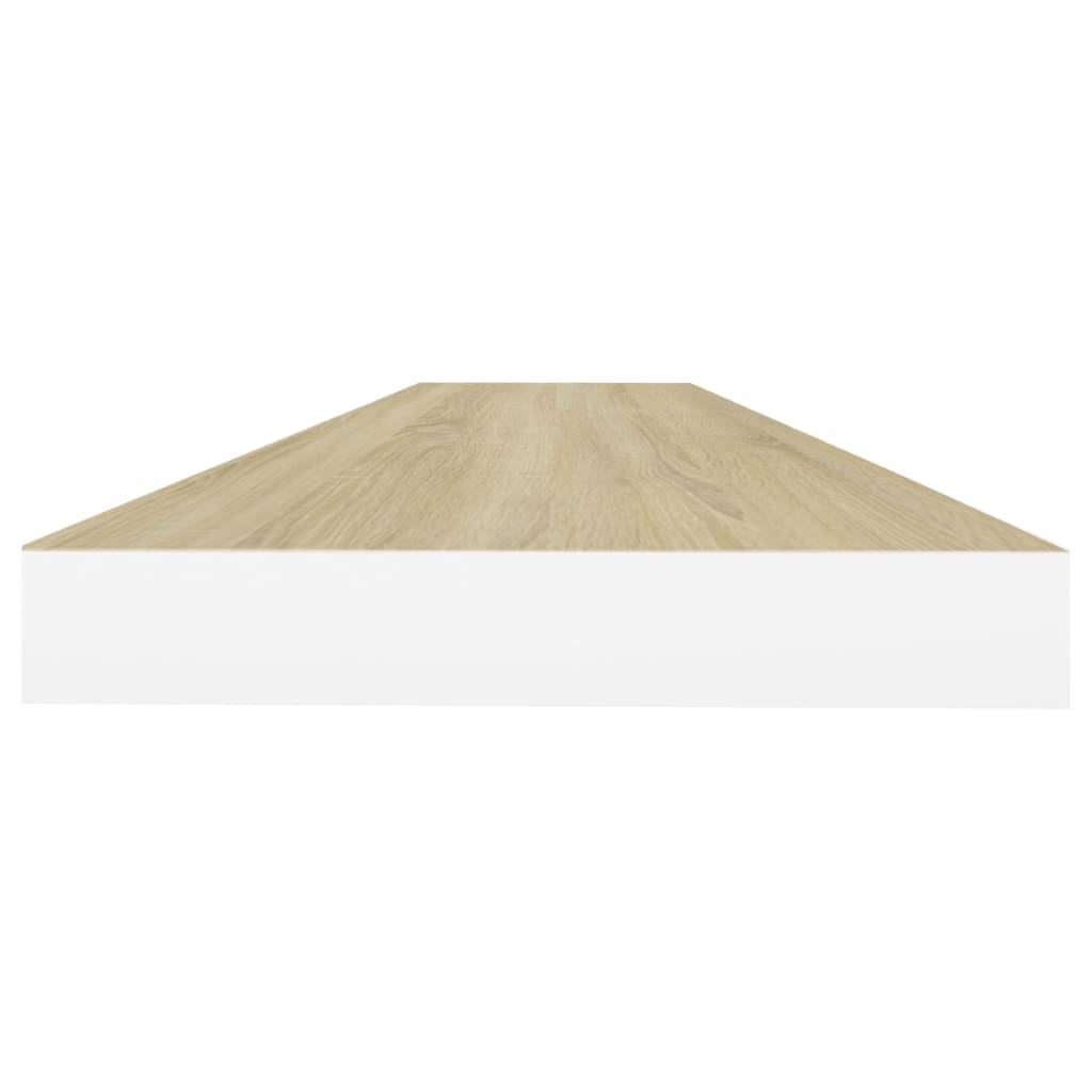 Oak & White Floating Wall Shelves 2pcs - 120x23.5x3.8 cm MDF