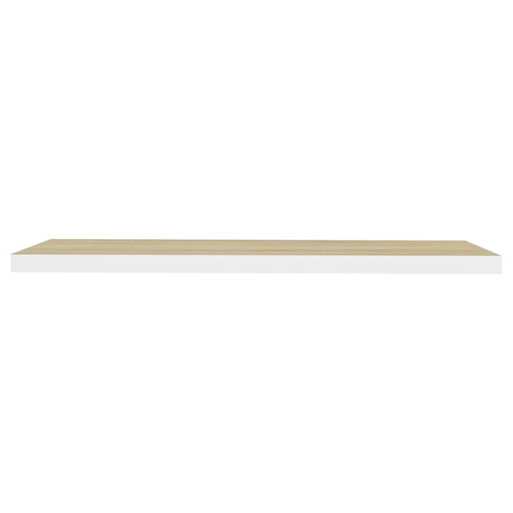 Oak & White Floating Wall Shelves 2pcs - 120x23.5x3.8 cm MDF