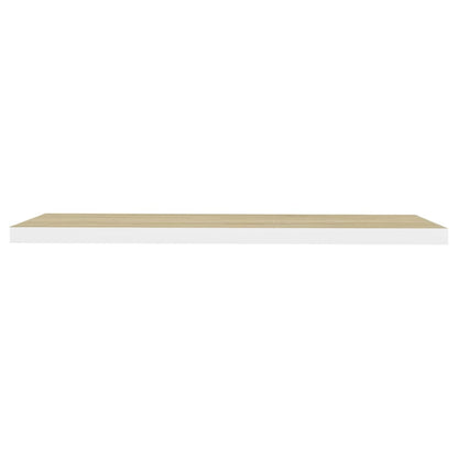 Oak & White Floating Wall Shelves 2pcs - 120x23.5x3.8 cm MDF