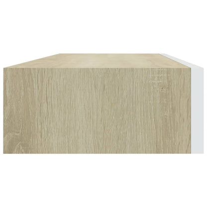 Oak & White Wall Drawer Shelves Set, MDF, 60x23.5x10cm, 2pcs