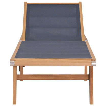 2-Piece Teak & Textilene Folding Sun Loungers with Wheels