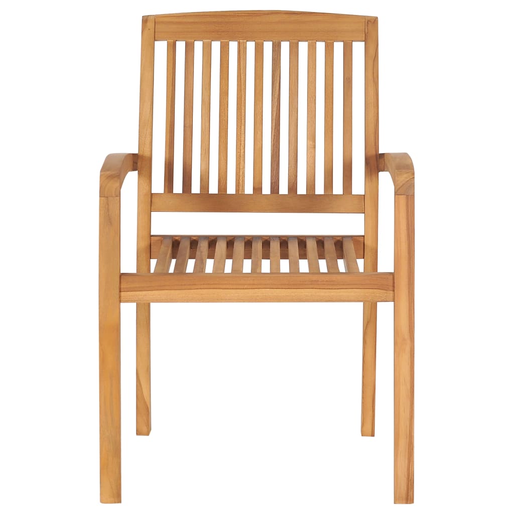 4 Piece Solid Teak Wood Garden Stacking Chairs Set