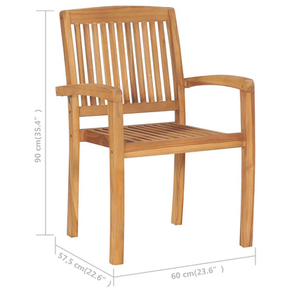 6-Pack Solid Teak Wood Stacking Garden Chairs - Outdoor Seating
