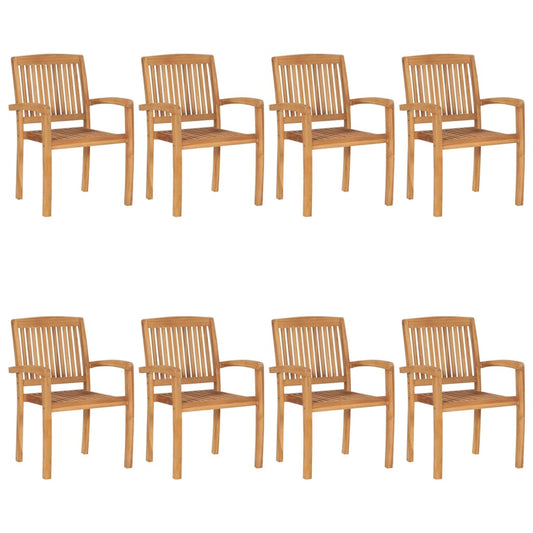 8-Piece Solid Teak Wood Stacking Garden Chairs - Durable & Stylish