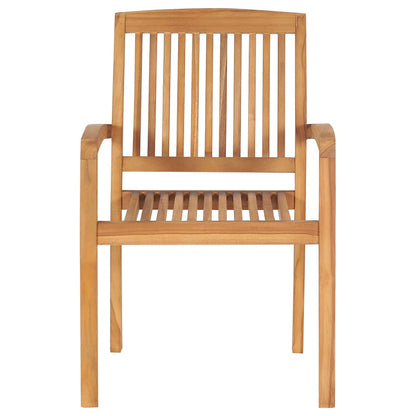 8-Piece Solid Teak Wood Stacking Garden Chairs - Durable & Stylish