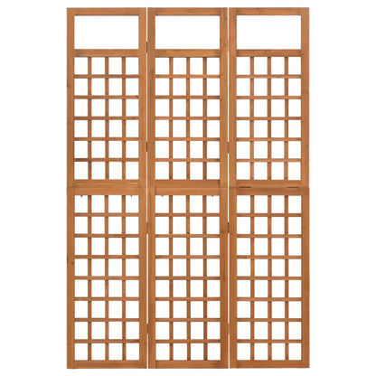 3-Panel Solid Fir Wood Room Divider/Trellis - 121x180.5 cm