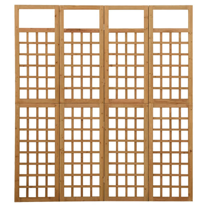 4-Panel Solid Fir Wood Room Divider/Trellis - 161x180 cm